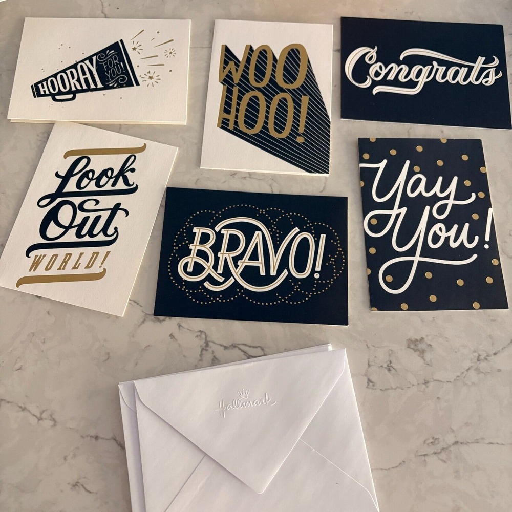 Hallmark Congratulatory‎ Messages Friendship Colorful Blank Cards - Lot of 6